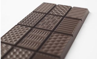 Milk chocolate bar showing the textured segments