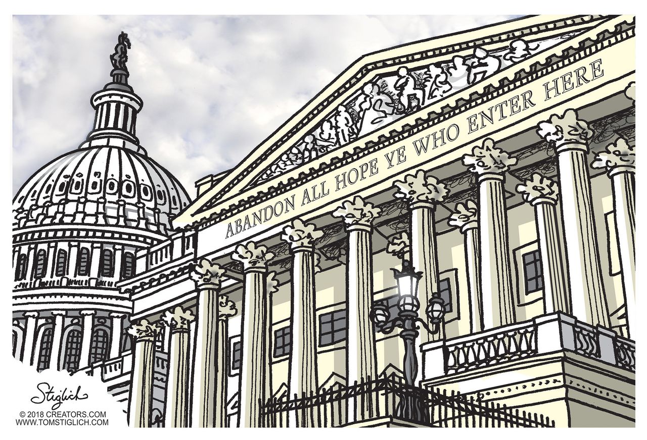 Political cartoon U.S. government shutdown Congress