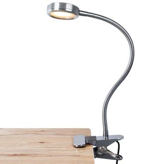 Clip-on silver light with an adjustable gooseneck arm