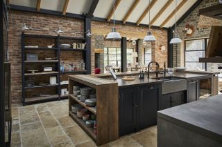 barn conversion kitchen with reclaimed materials