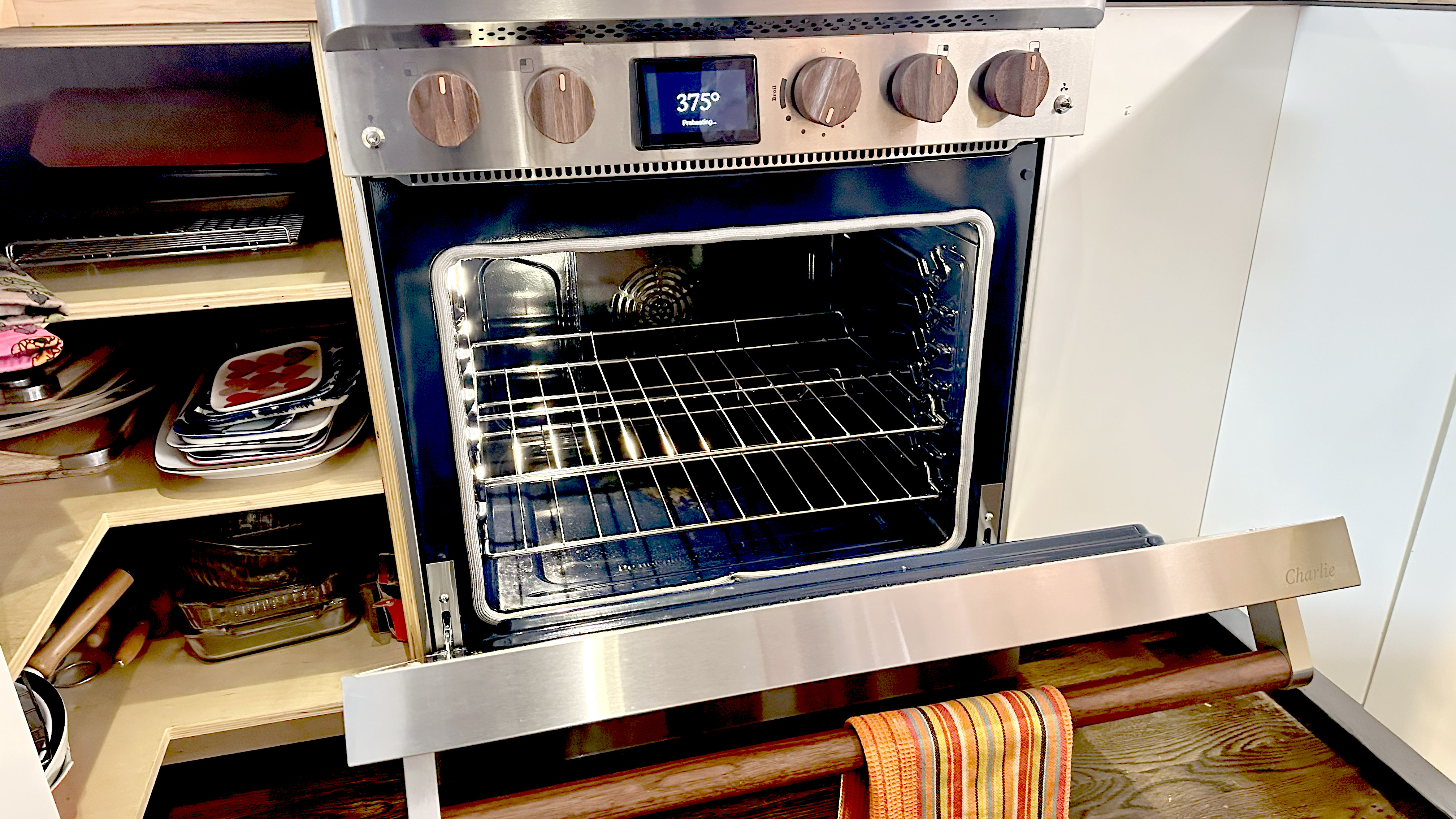 Copper Charlie oven open
