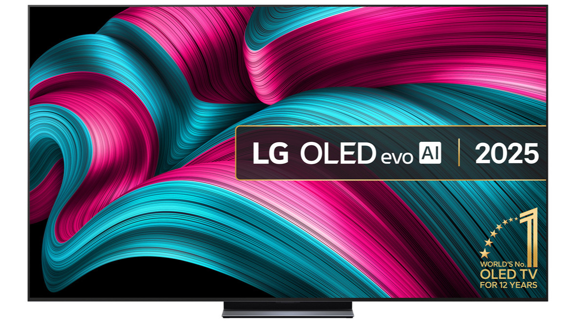 The 83-inch LG C5 OLED TV pictured against a white background