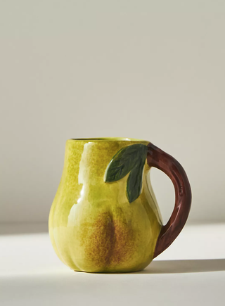 rustic glazed mug in the shape of a pear