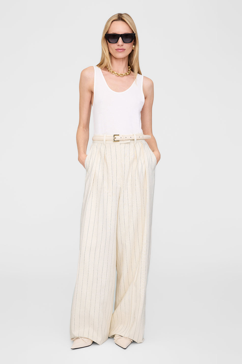 Lou Trouser - Cream and Black Stripe