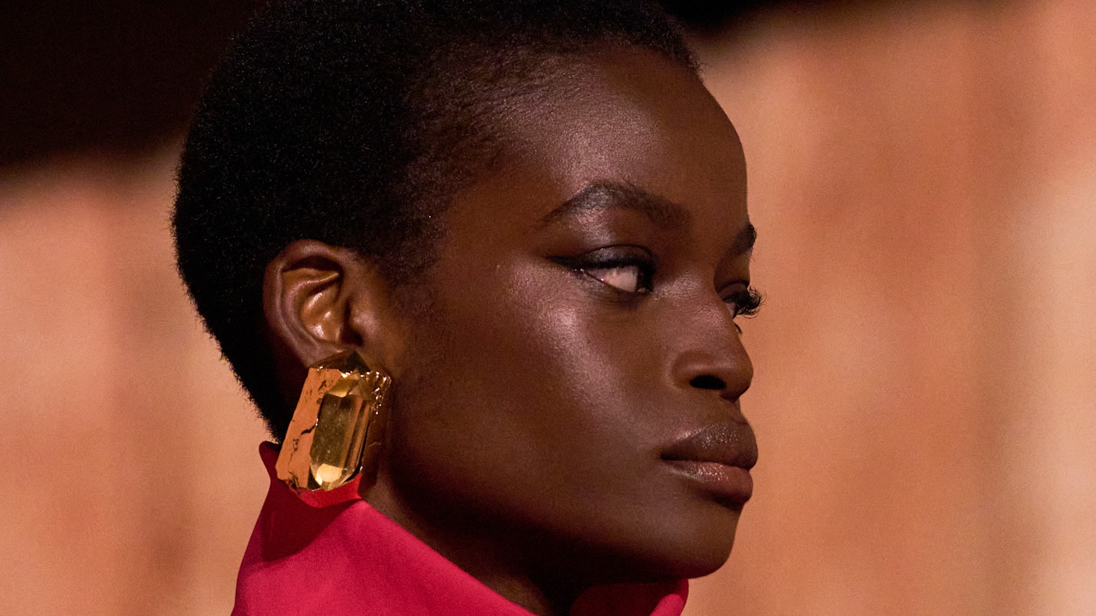 beauty shot of a model on saint laurent fall winter 25 runway