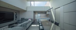 Living space and skylight at T Residence
