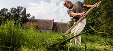 Scyther Nigel Adams in the churchyard at Pyrton Church, Oxfordshire. Pictures © Richard Cannon/Country Life Picture Library