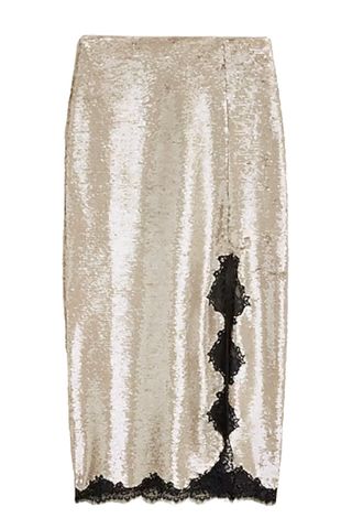 Gwyneth Lace-Trim Slip Skirt With Sequins