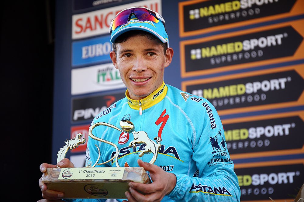Miguel Angel Lopez with his Milano-Torino trophy