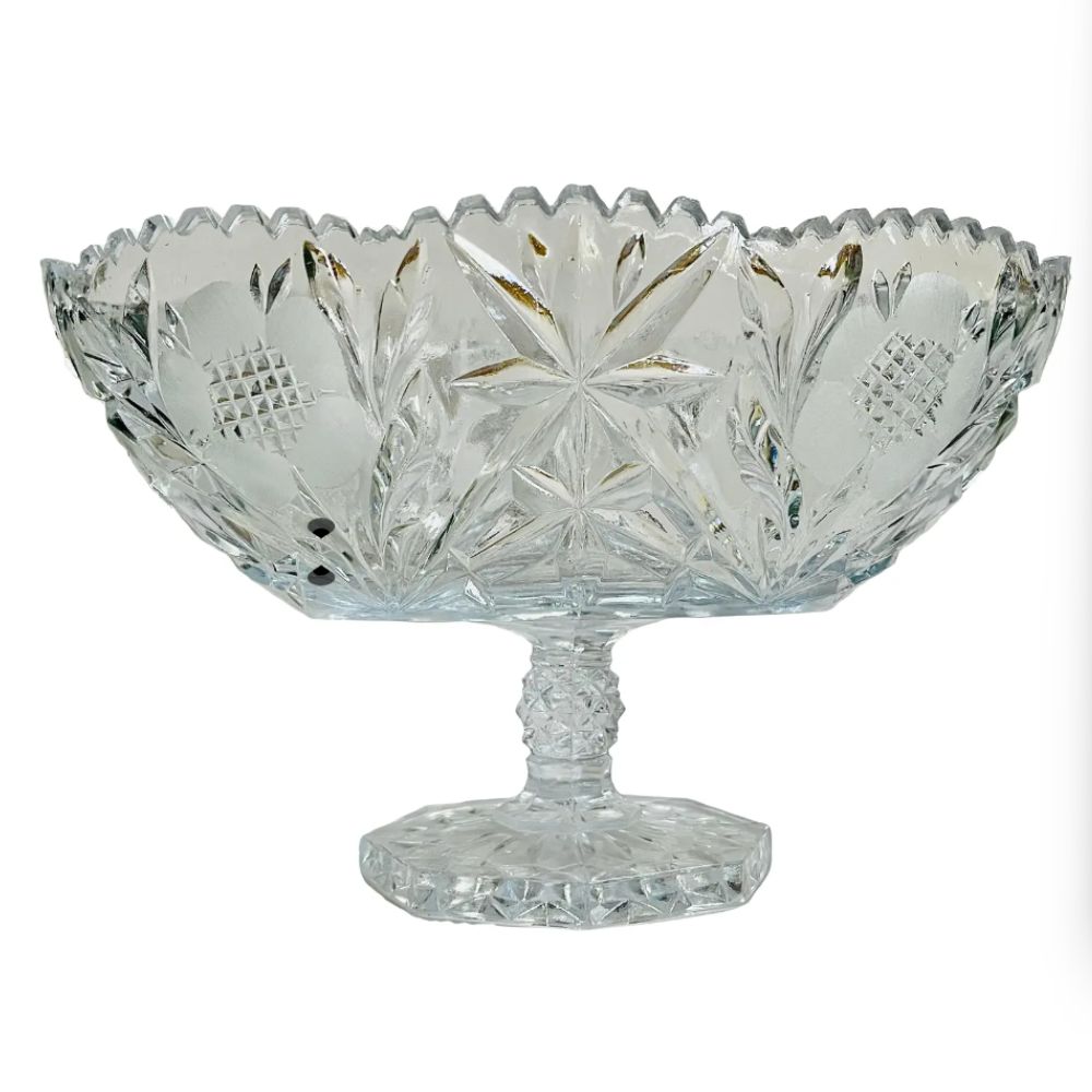 Cut glass decorative footed fruit bowl
