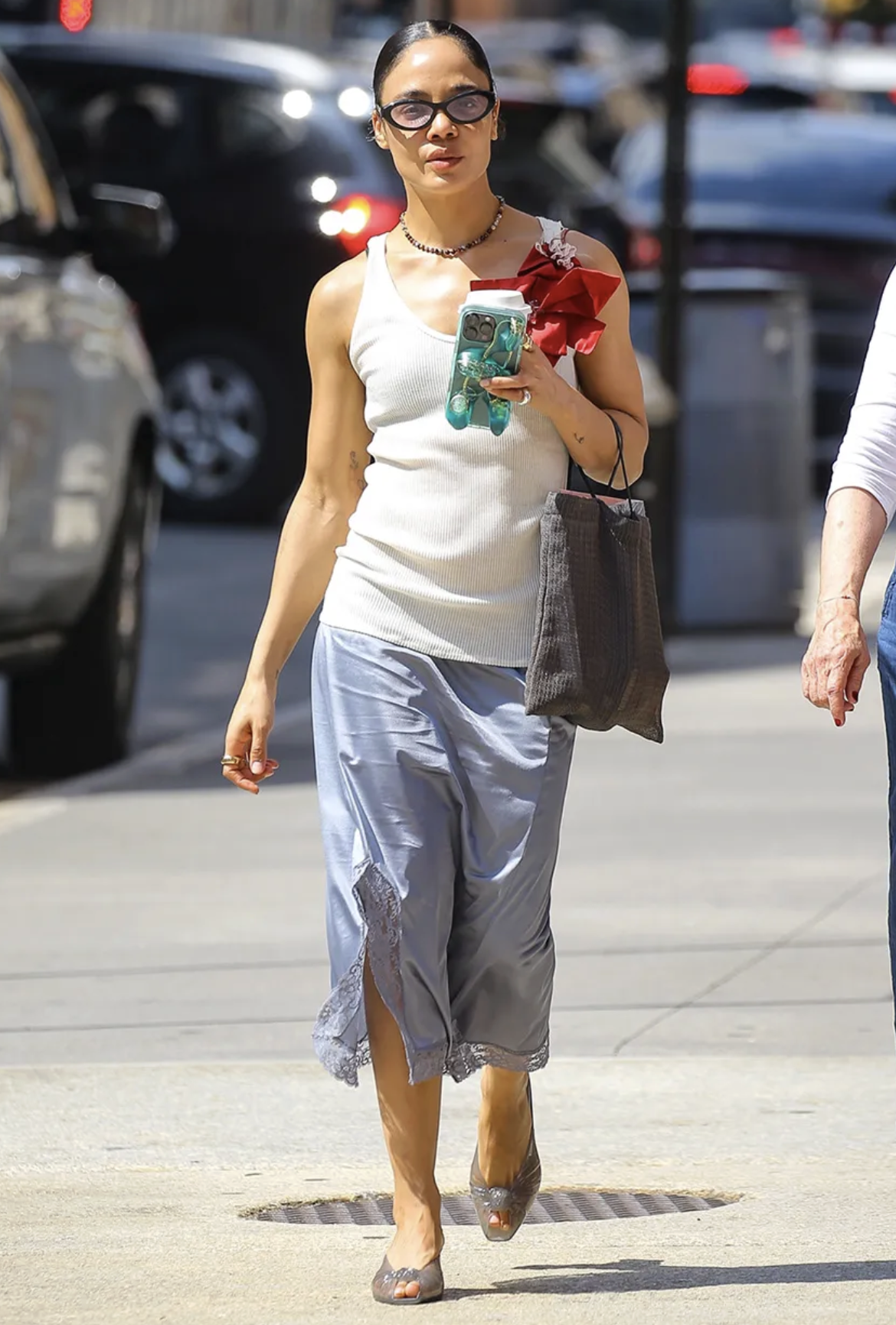 Tessa Thompson wears Chlo&amp;eacute; jelly heels