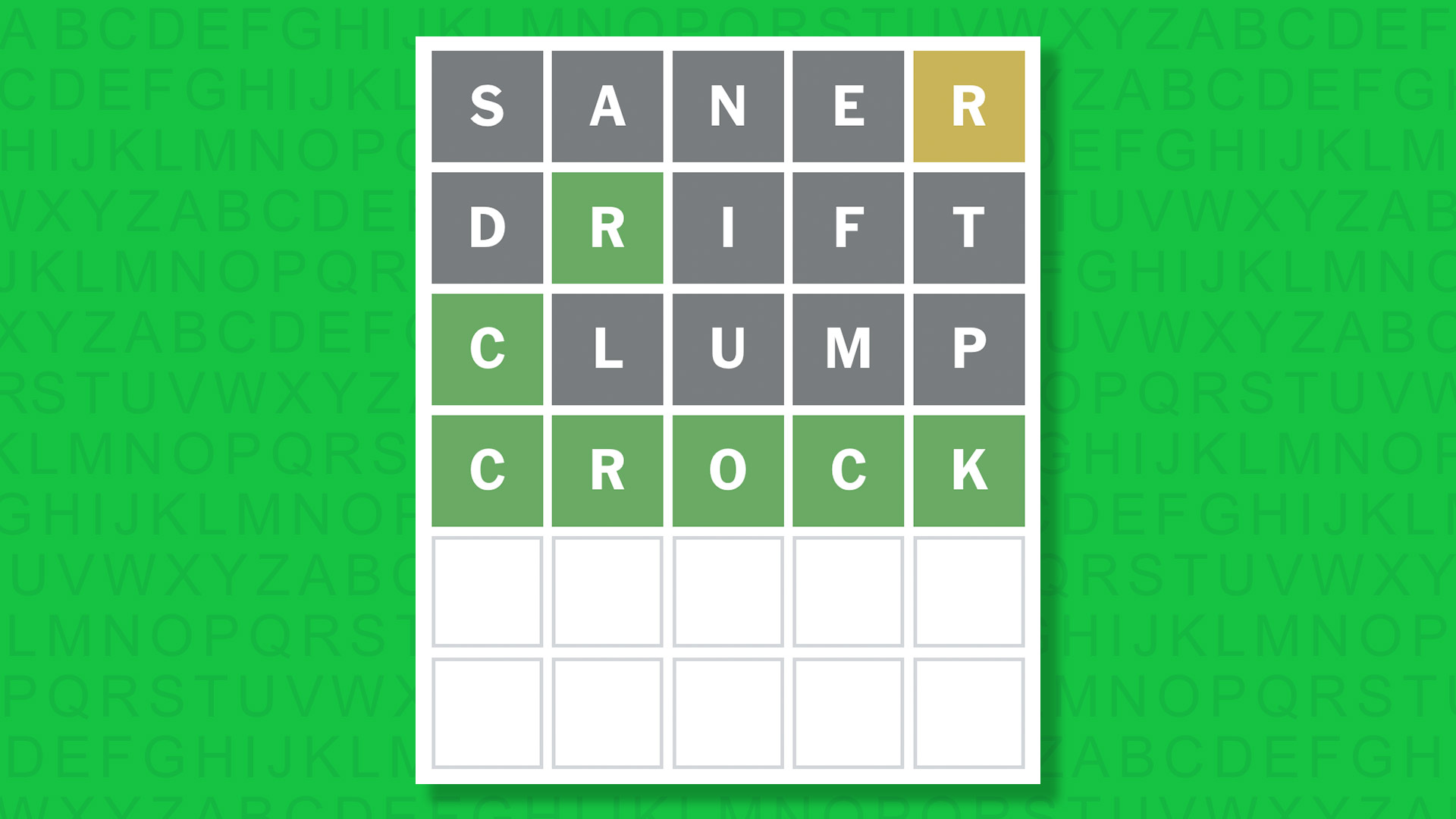 NYT Wordle answer for game 1776 on a green background