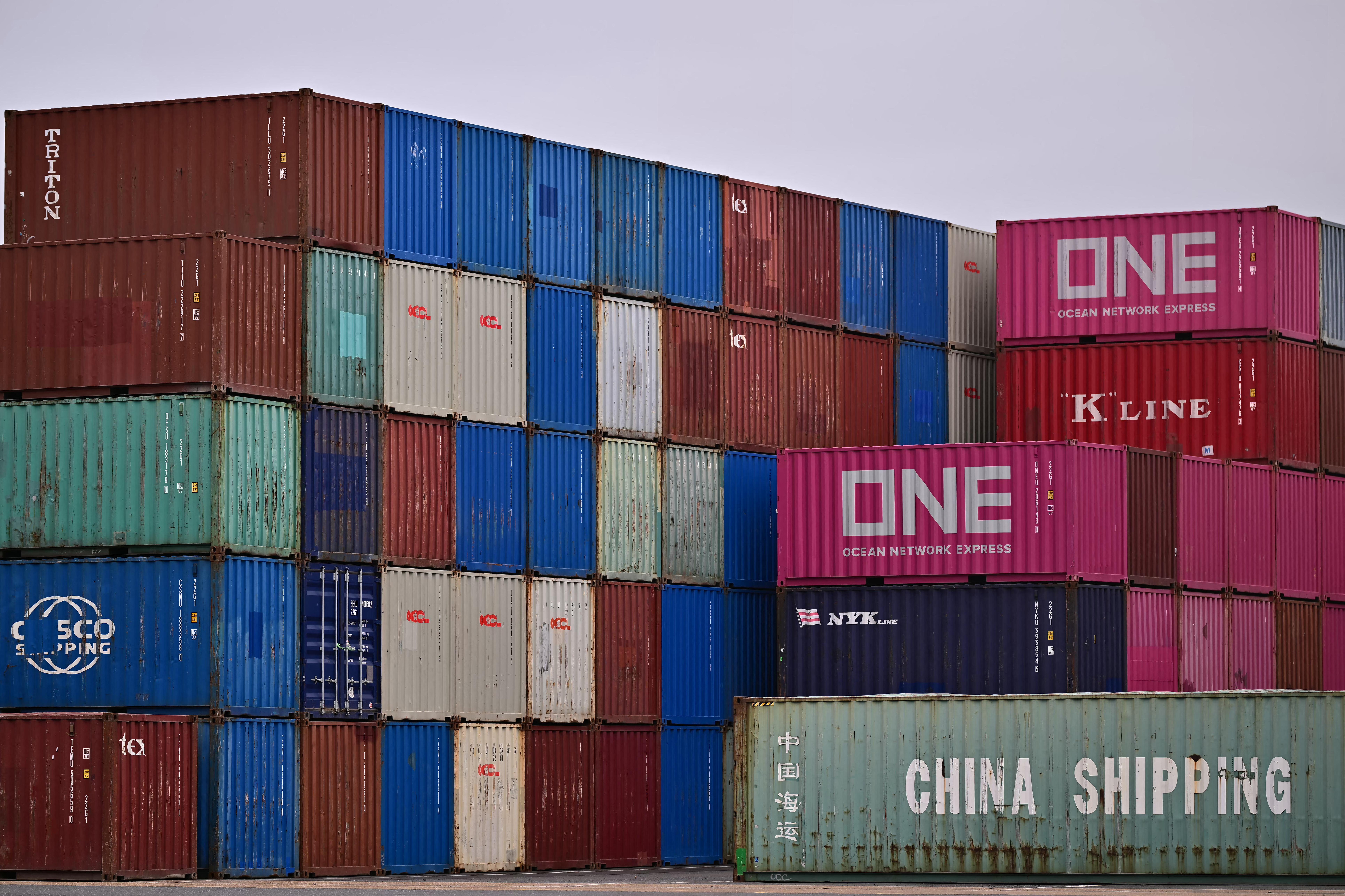 Shipping containers piled up