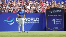 Rory McIlroy stands on the first tee during the final round of the DP World Tour Championship