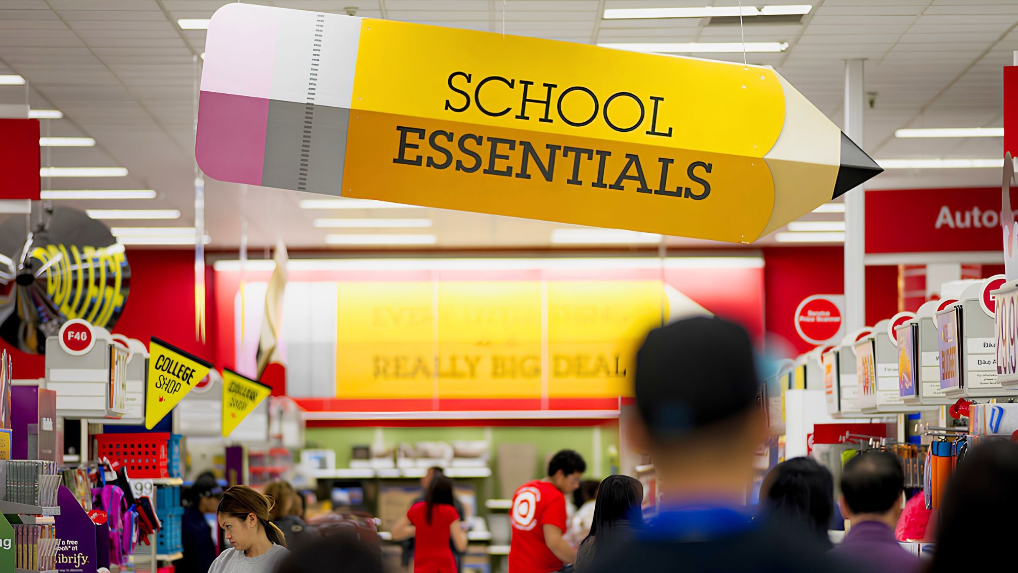 Customers shop for back-to-school supplies at a Target