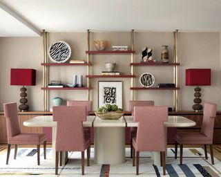 Art Deco dining room with pink and gold details