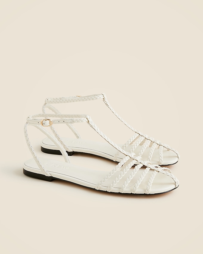 Braided Cage-Toe Sandals in Leather