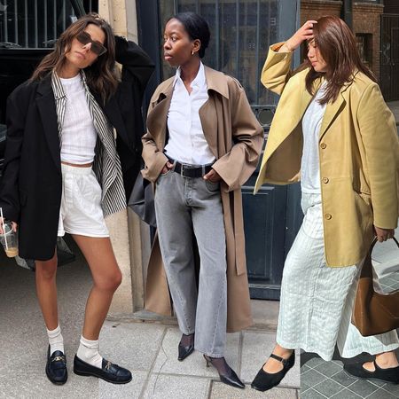 fashion collage of three fashion influencers Emilie T, Sylvie Mus, and Marina Torres wearing stylish looks with black shoes like loafers, slingback heels, and Mary Jane flats