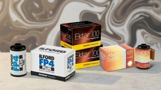 Selection of 35mm films on an AI background