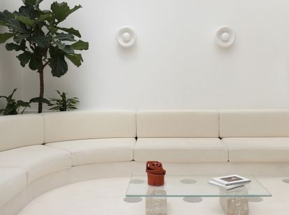 A long white couch