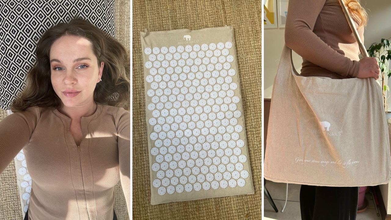 valeza using one of the acupressure mats from the article