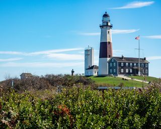 Montauk Lighthouse at Montauk Point State Park, the easternmost point of Long Island, Montauk, the Hamptons, Long Island, NY
