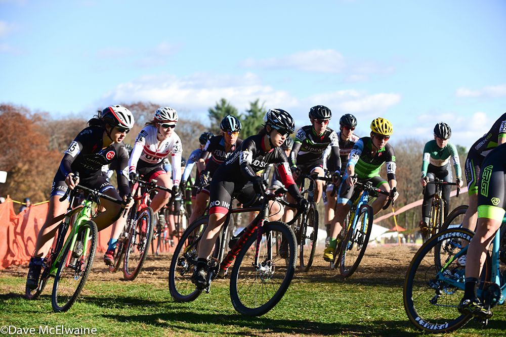 The Elite Women head out onto the course at Look Park