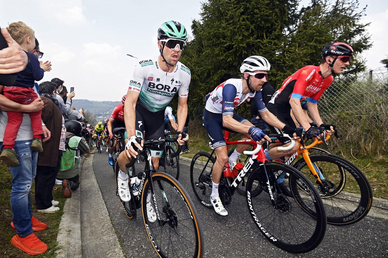 La Fleche Wallonne 2021 - 85th Edition - Charleroi - Mur de Huy 193,6 km - 21/04/2021 - Maximilian Schachmann (GER - Bora - Hansgrohe) - Bauke Mollema (NED - Trek - Segafredo) - Matej Mohoric (SLO - Bahrain Victorious) - photo Nico Vereecken/PN/BettiniPhoto&Acirc;&copy;2021
