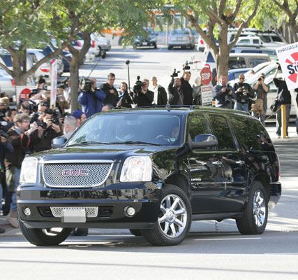 Chris Brown arriving at court in LA