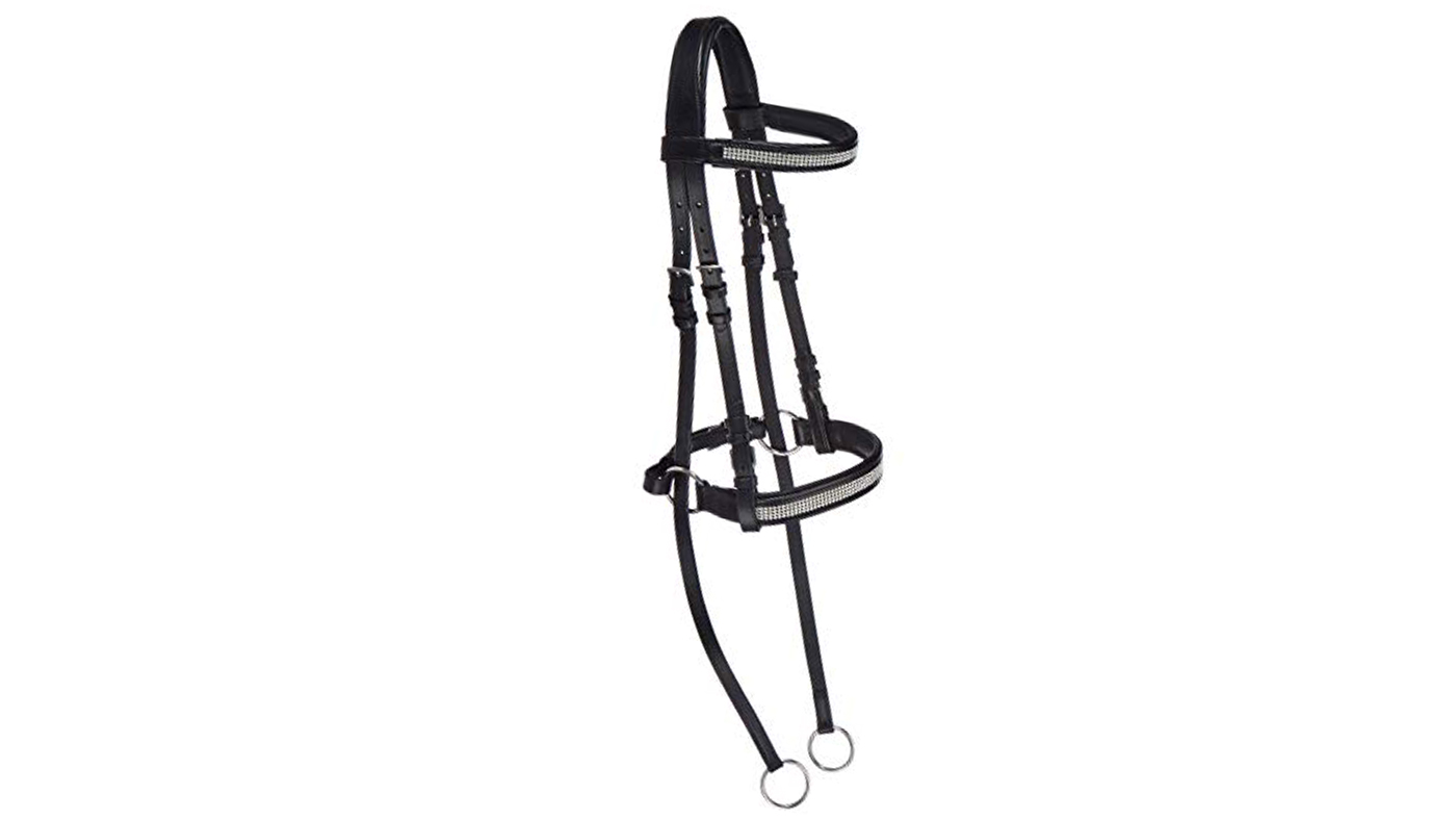Cwell Equine Crystal Detail Cross Over Bitless Bridle