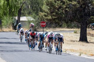 A group of 14 Pro Men made it to the final corner together, with a few teammates who's job had been done on the run in to the finish peeling off behind.