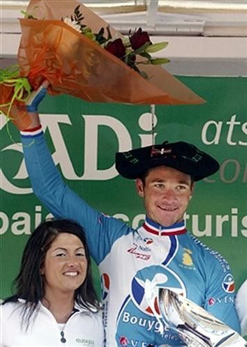 Thomas Voeckler (Bouygues Telecom) on the podium after winning the stage