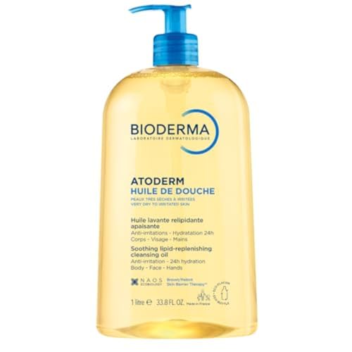 Bioderma Atoderm Shower Oil, Cleansing Oil for Face &amp;amp; Body, Nourishing Cleansing Oil for Dry to Atopic Sensitive Skin for Softer &amp;amp; Smooth Skin for Your Whole Family