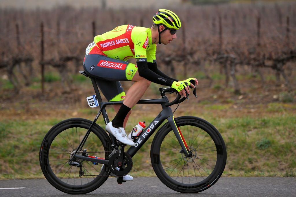 LA CALMETTE FRANCE FEBRUARY 04 Ludovic Robeet of Belgium and Team Bingoal WB during the 51st toile de Bessges Tour du Gard 2021 Stage 2 a 154km stage from SaintGenis to La Calmette Breakaway EDB2020 on February 04 2021 in La Calmette France Photo by Luc ClaessenGetty Images