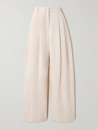 Piper Pleated Twill Wide-Leg Pants