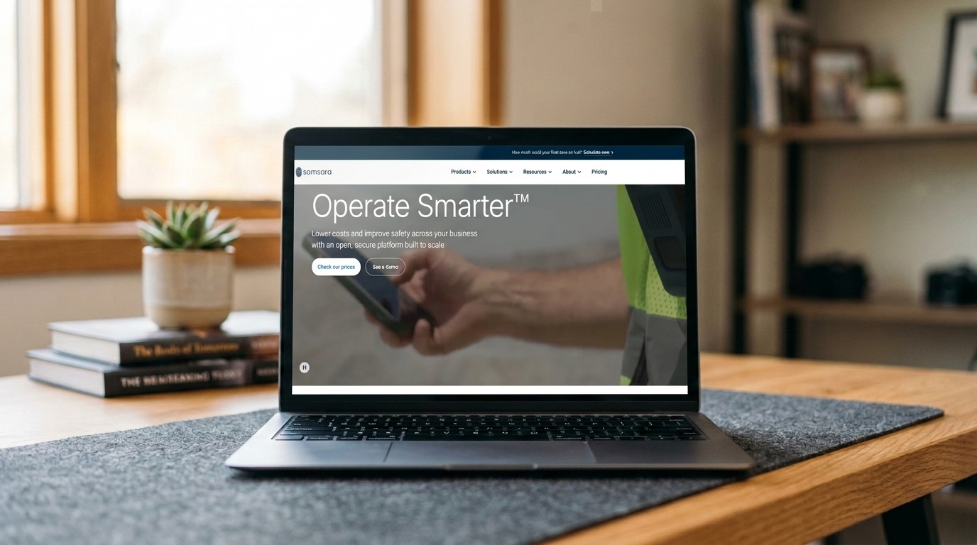 Samsara homepage on a laptop 