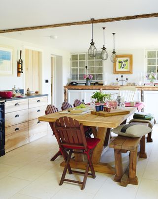 Solid wood kitchen dining area