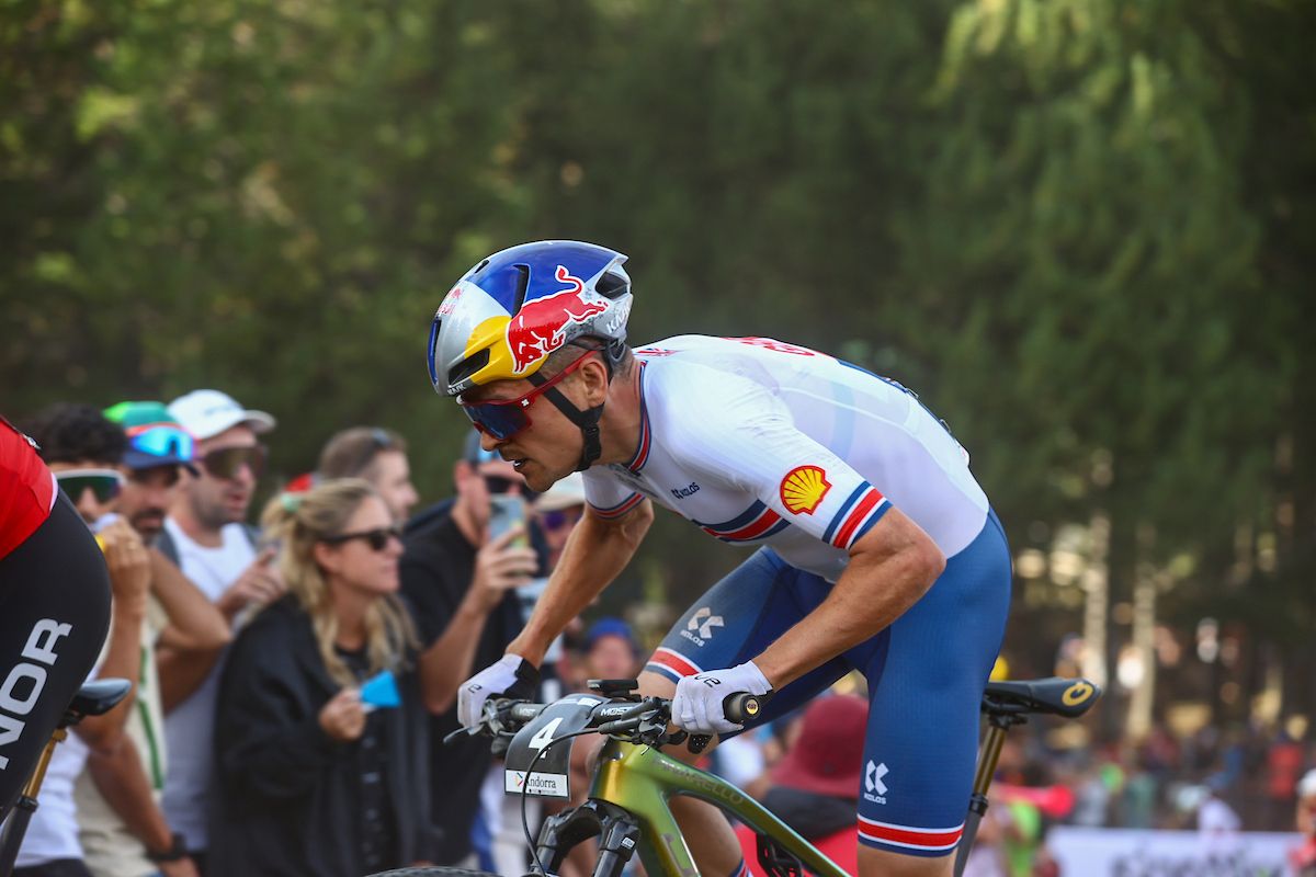 Picture by Javier Mart&Atilde;&shy;nez/SWpix.com - 30/08/2024 - Cycling - 2024 UCI Mountain Bike World Championships - Pal Arinsal, Arinsal, Andorra - Men Elite Cross-country Short Track Final - Thomas Pidcock (Great Britain)