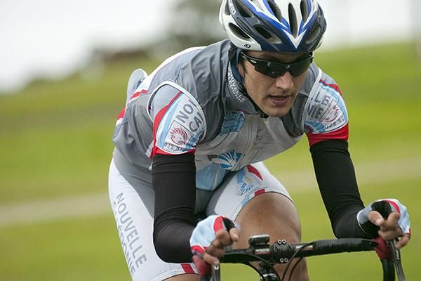 Garry Guepy (New Caledonia) found the going tough during the time-trial and finished well down on the winner.