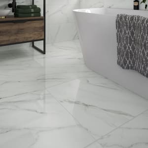 Wickes Calacatta Charm Polished Porcelain Wall &amp;amp; Floor Tile - 600 X 600mm