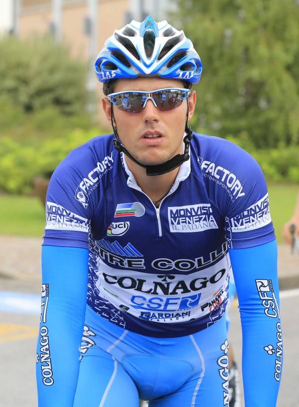 Sonny Colbrelli (Colnago-CSF) in the blue jersey at the Giro di Padania.