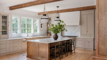 A wood and white kitchen