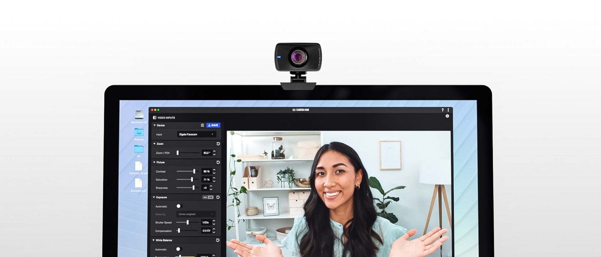 Elgato Facecam attached to computer monitor