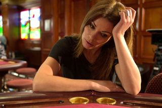 Alison King plays Carla Connor, who is struggling with a gambling problem
