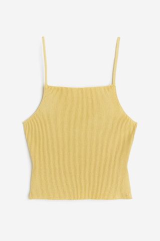 Yellow Rib-Knit Camisole Top