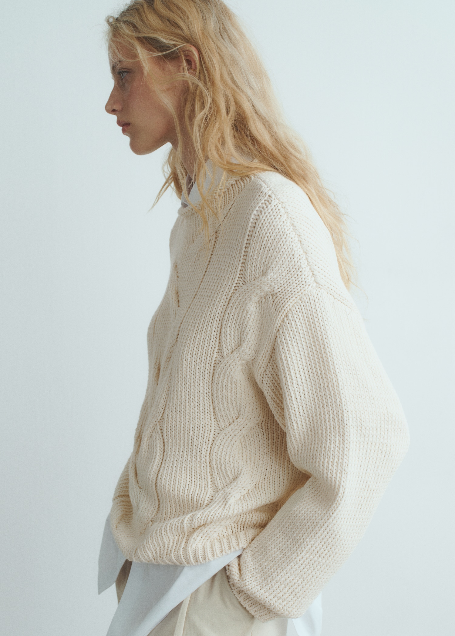Oversized Cable-Knit Sweater - Women | Mango United Kingdom