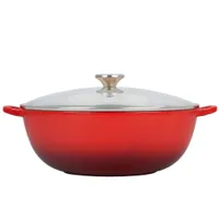 Le Creuset Enameled Cast Iron Chef's Oven with Glass Lid, Cerise