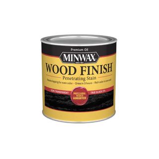 tin of black wood stain finish