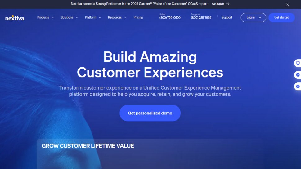 Nextiva website screenshot (August 2025).