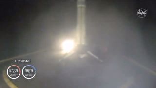 SpaceX's Falcon 9 booster touches down on the drone ship "Just Read The Instructions" after launching the Crew-1 mission, on Nov. 15, 2020.
